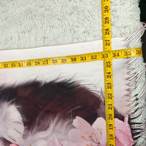 Pink Floral Ragdoll Kitten‎ Scarf Soft Pashmina Fringe Ends Festival Romantic - Picture 2 of 6